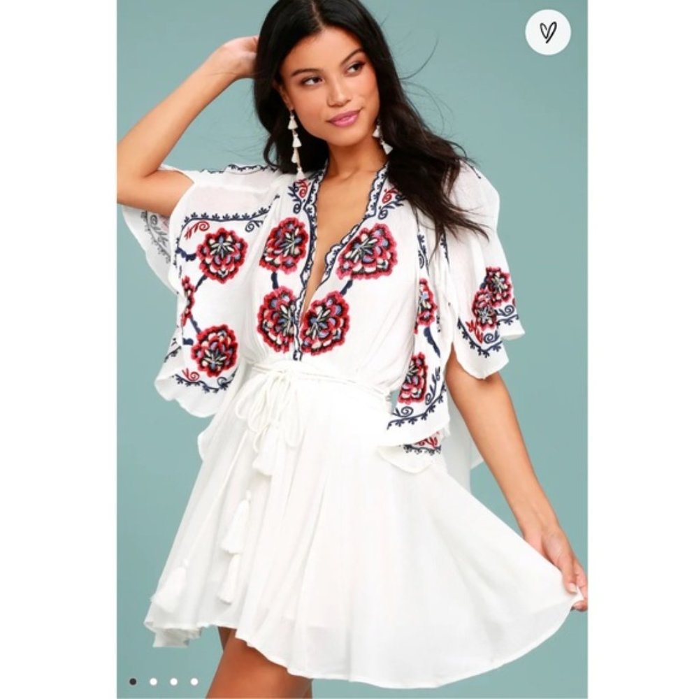 Free People Cora White Embroidered Mini Dress